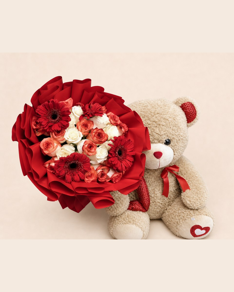 Double Delight and White Rose Bouquet