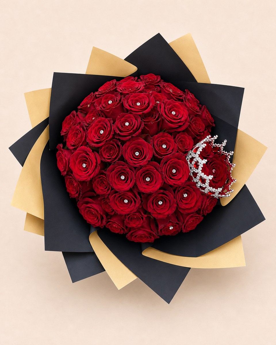 Fifty Freedom Rose Crown Bouquet