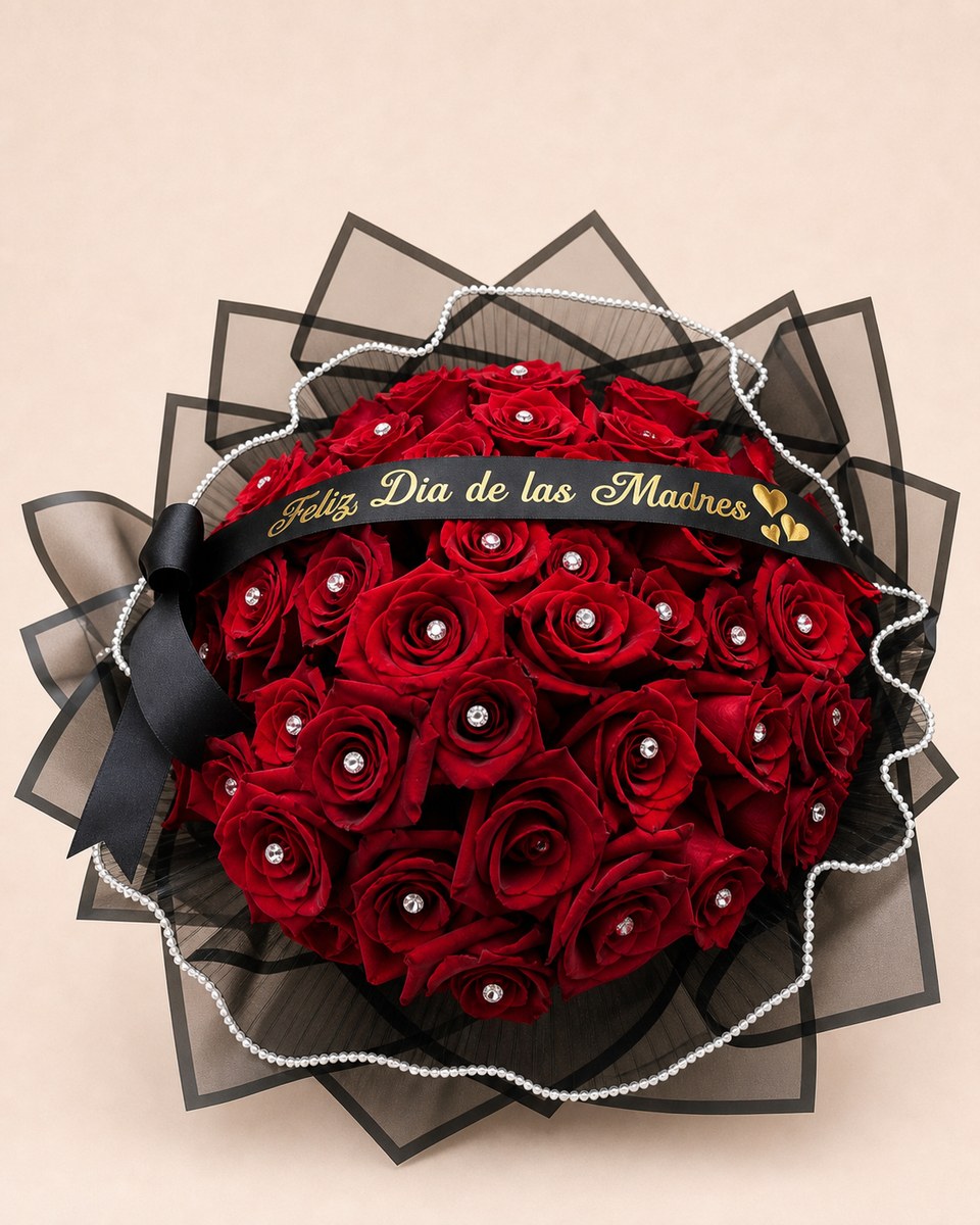 Fifty Freedom Rose Ribbon Bouquet