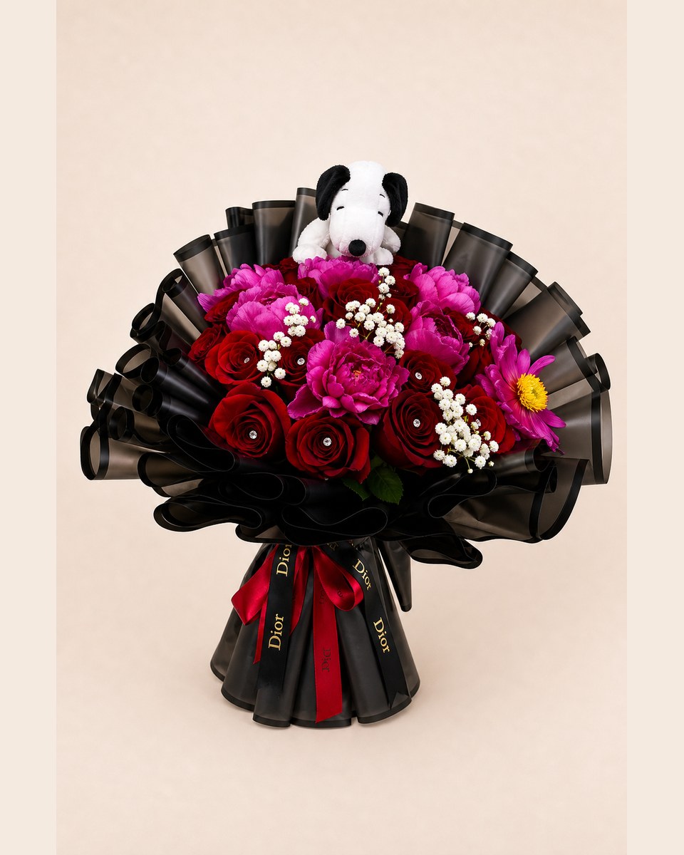 Freedom Rose and Peony Plush Bouquet