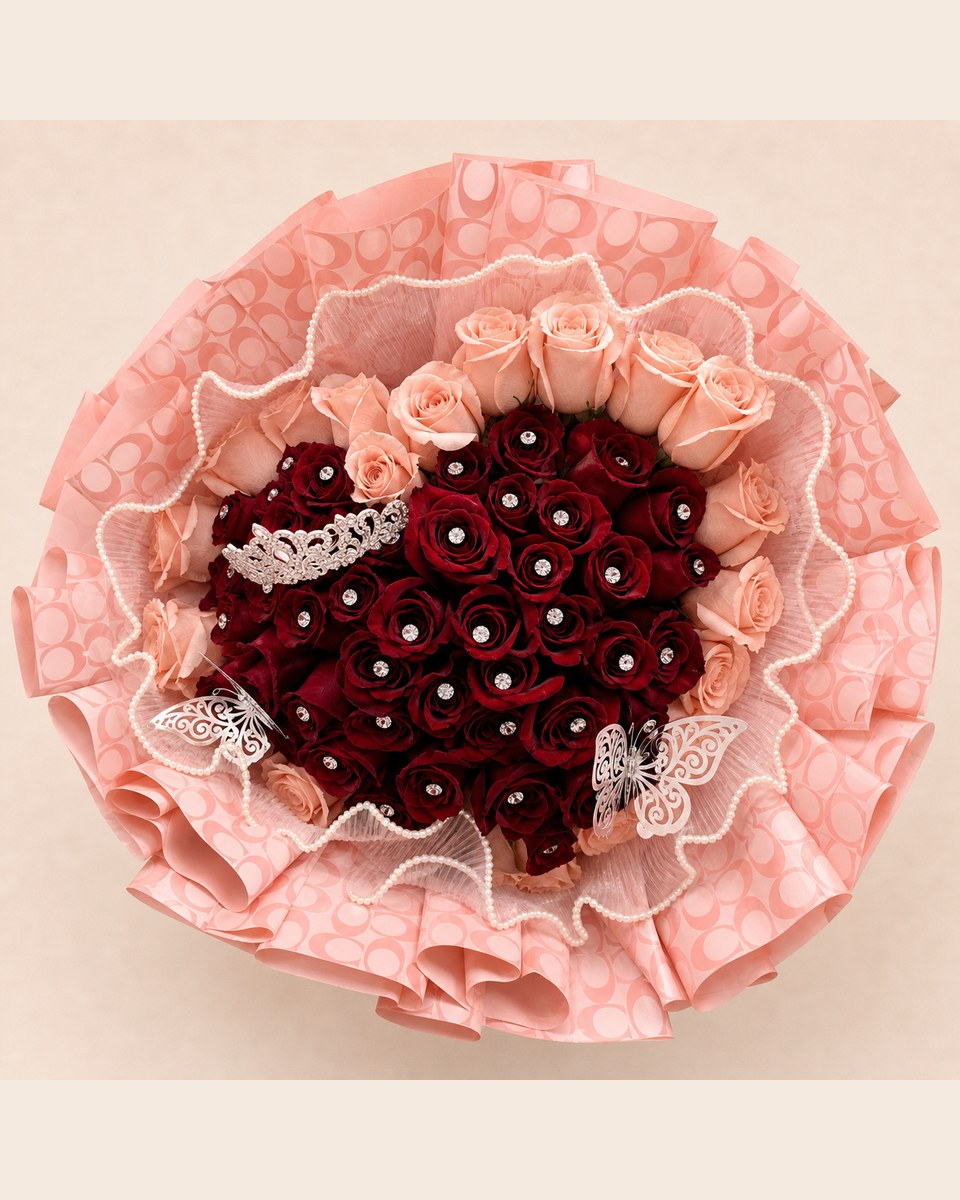 Freedom Rose Heart Bouquet