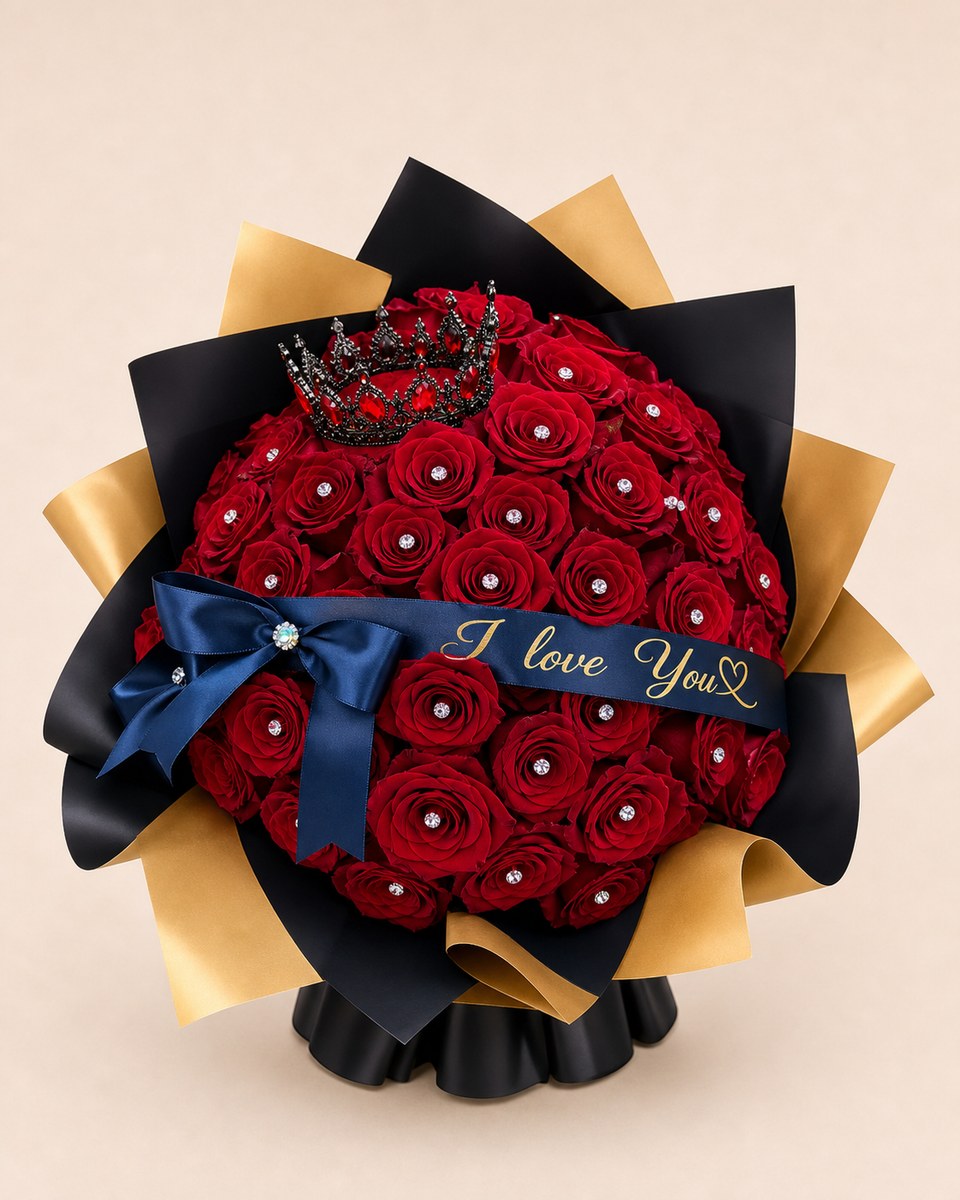 Freedom Rose Ribbon and Crown Bouquet