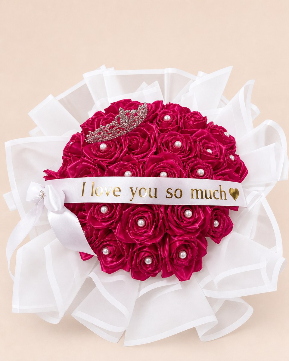 Fuchsia Eternal Rose Crown Bouquet