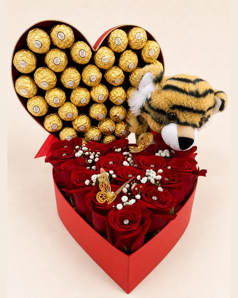Freedom Rose Ferrero Heart Box