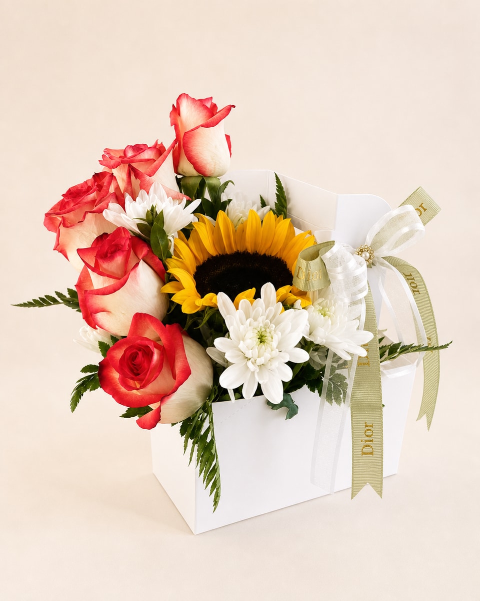 Double Delight Sunflower Cup Holder Arrangement